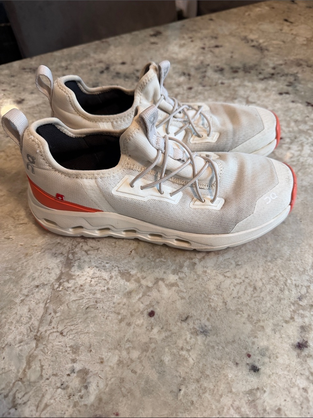 On Cloud Kids' White and Orange Running Sneakers